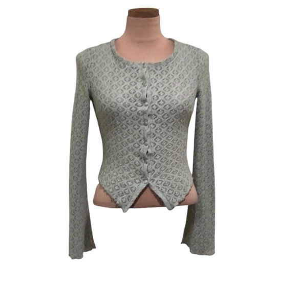 Blue Kimchi UO Green Patterned Cardigan - Picture 1 of 11